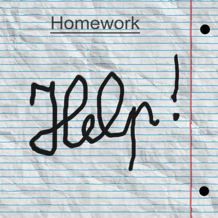 lijntjesblad met homework en help erop